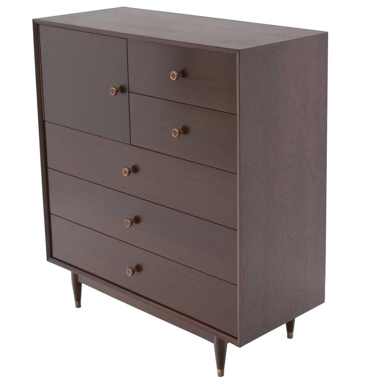 Mid Century Modern Walnut High Chest Dresser For Sale