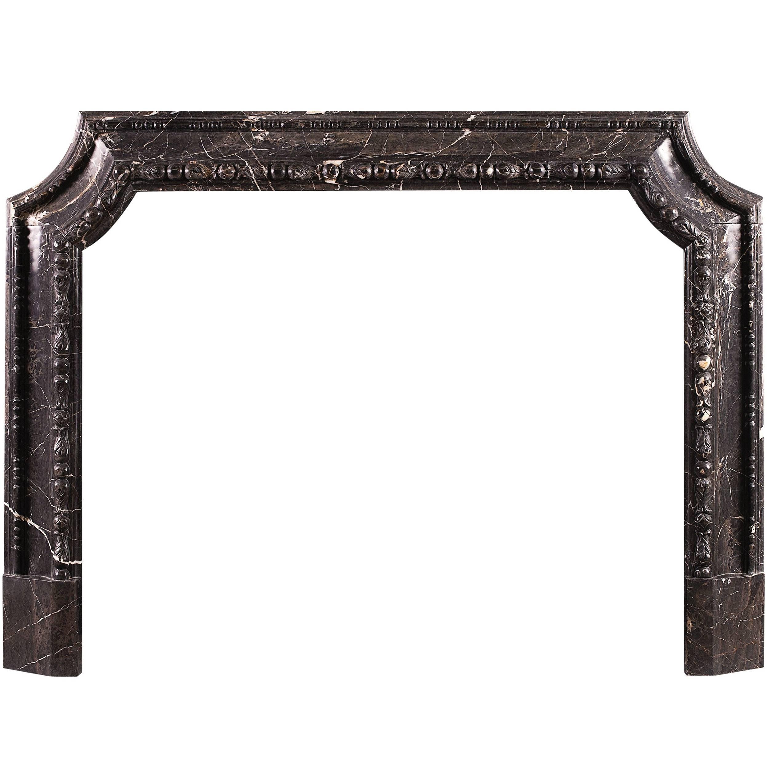 English Marble Bolection Fireplace in Bruno Marquina For Sale