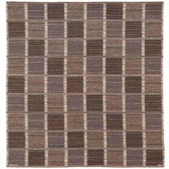 Mid-20th Century Swedish Flat Weave Carpet, "FALURUTAN, MÖRK"