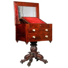 Classical Carved Mahogany Empire Work Table, NE
