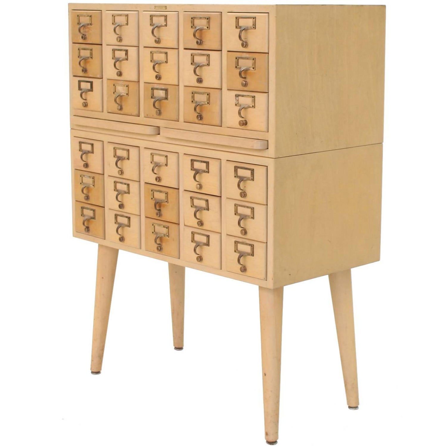 Multi Drawer Vintage All Solid Wood Index Card File Cabinet at 1stDibs