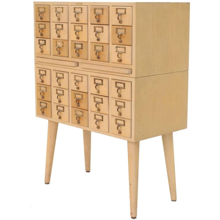 Multi Drawer Vintage All Solid Wood Index Card File at 1stDibs