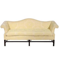 Chippendale Style and Upholstered Camelback Sofa and Down Seat, 20th Century
