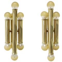Beautiful Pair of 1960s Brass Wall Lights Sconces Italy Mid-Century Modern
