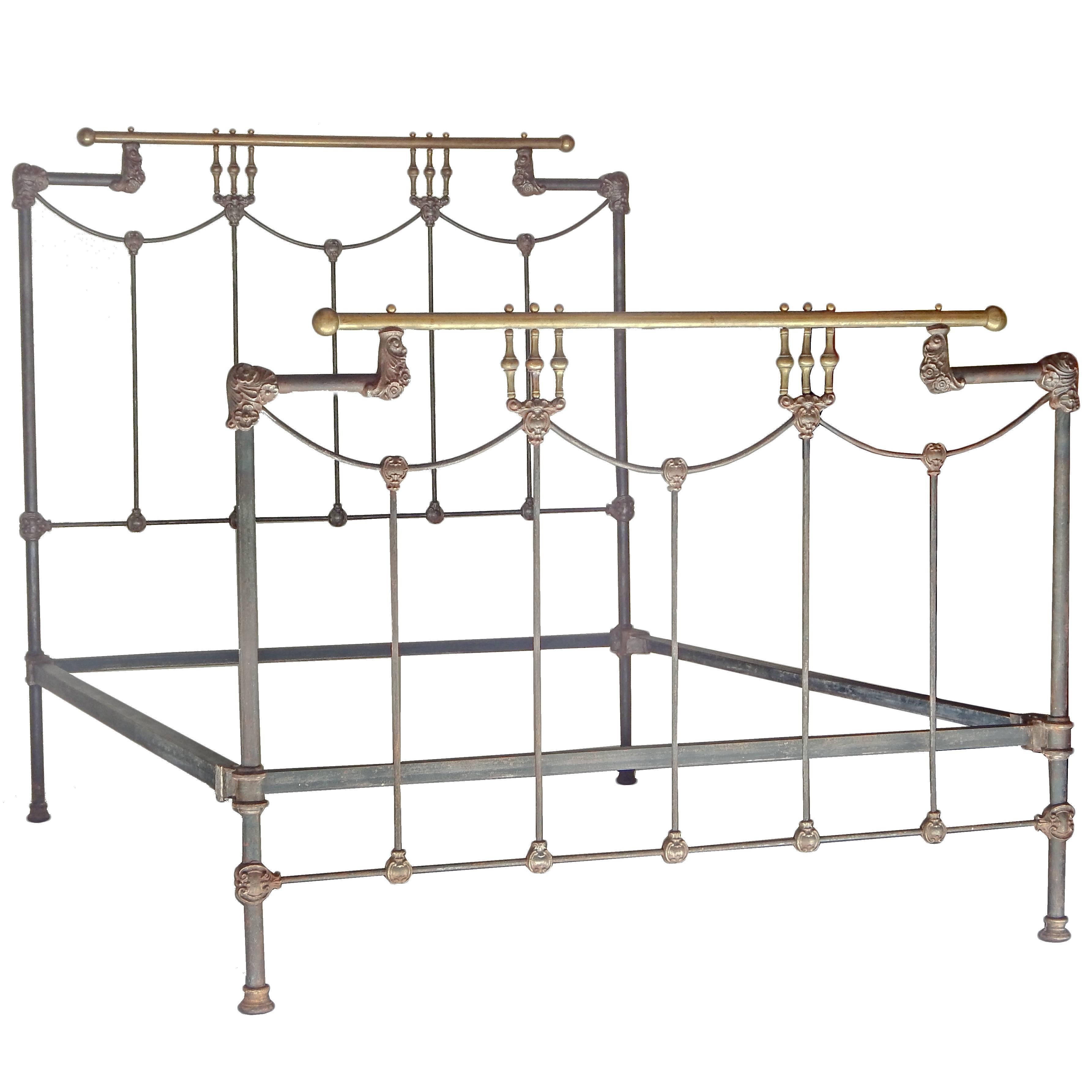 Ornate Iron and Brass Full Bed For Sale