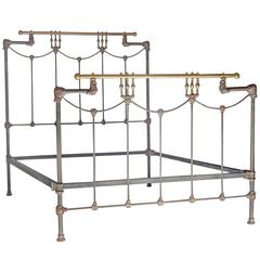 Antique Ornate Iron and Brass Full Bed