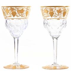 12 Val Saint Lambert “Pampre D'Or” Water Goblets