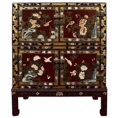 Japanese Painted Chest on Stand