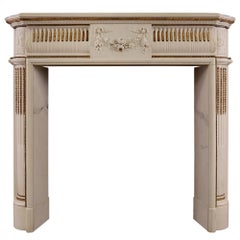 English Regency Statuary Marble Fireplace with Inlaid Brass Ormolu