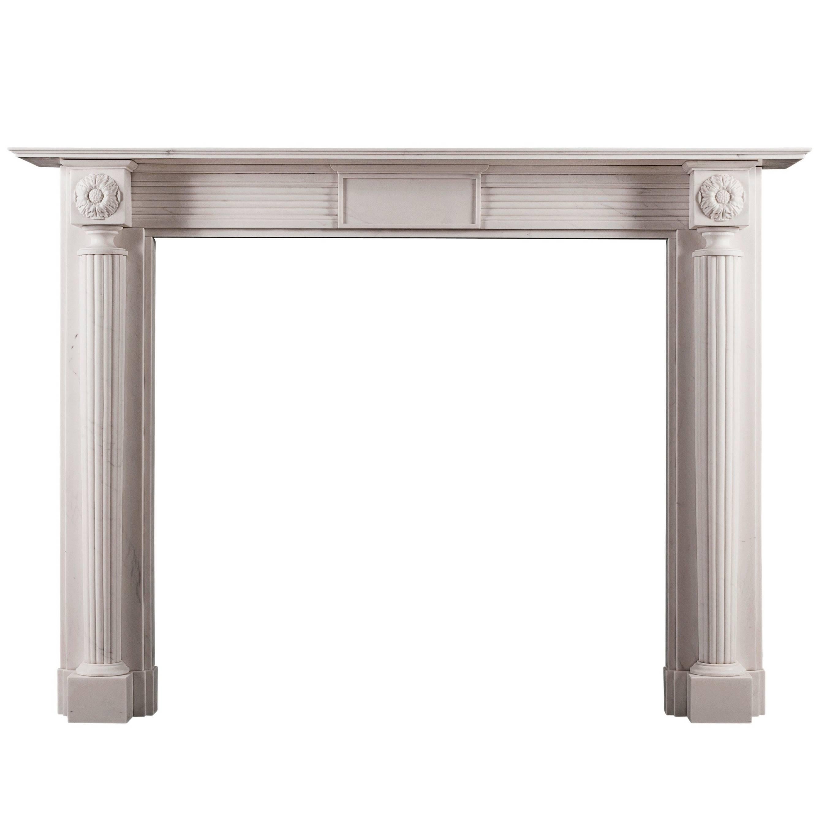 English Regency Style Fireplace in White Marble