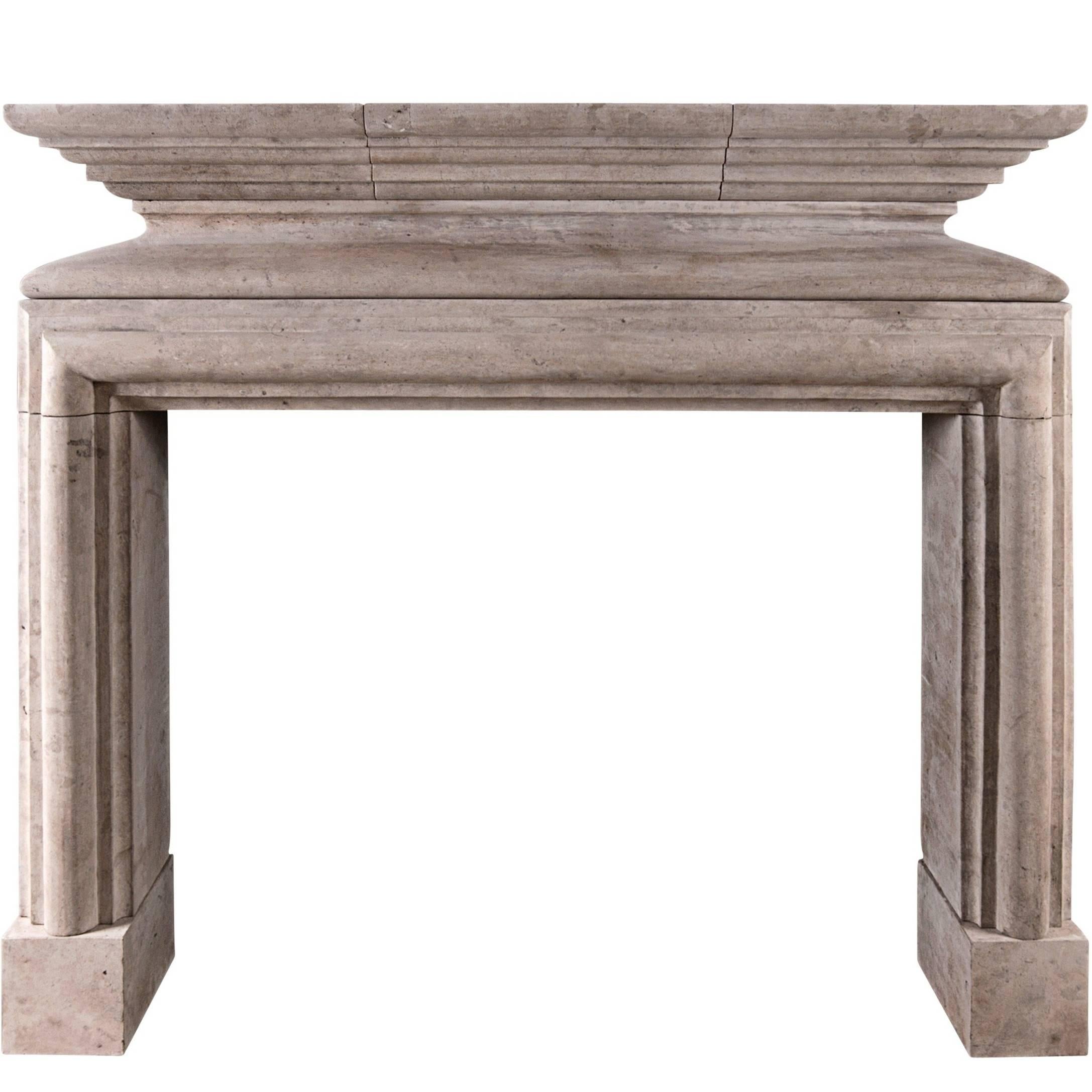 Rustic French Louis XIII Style Fireplace in Lincolnshire Stone For Sale