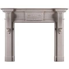 Vintage Georgian Style White Marble Fireplace with Carved Brackets
