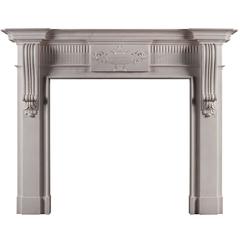 Georgian Style White Marble Fireplace with Carved Brackets 11