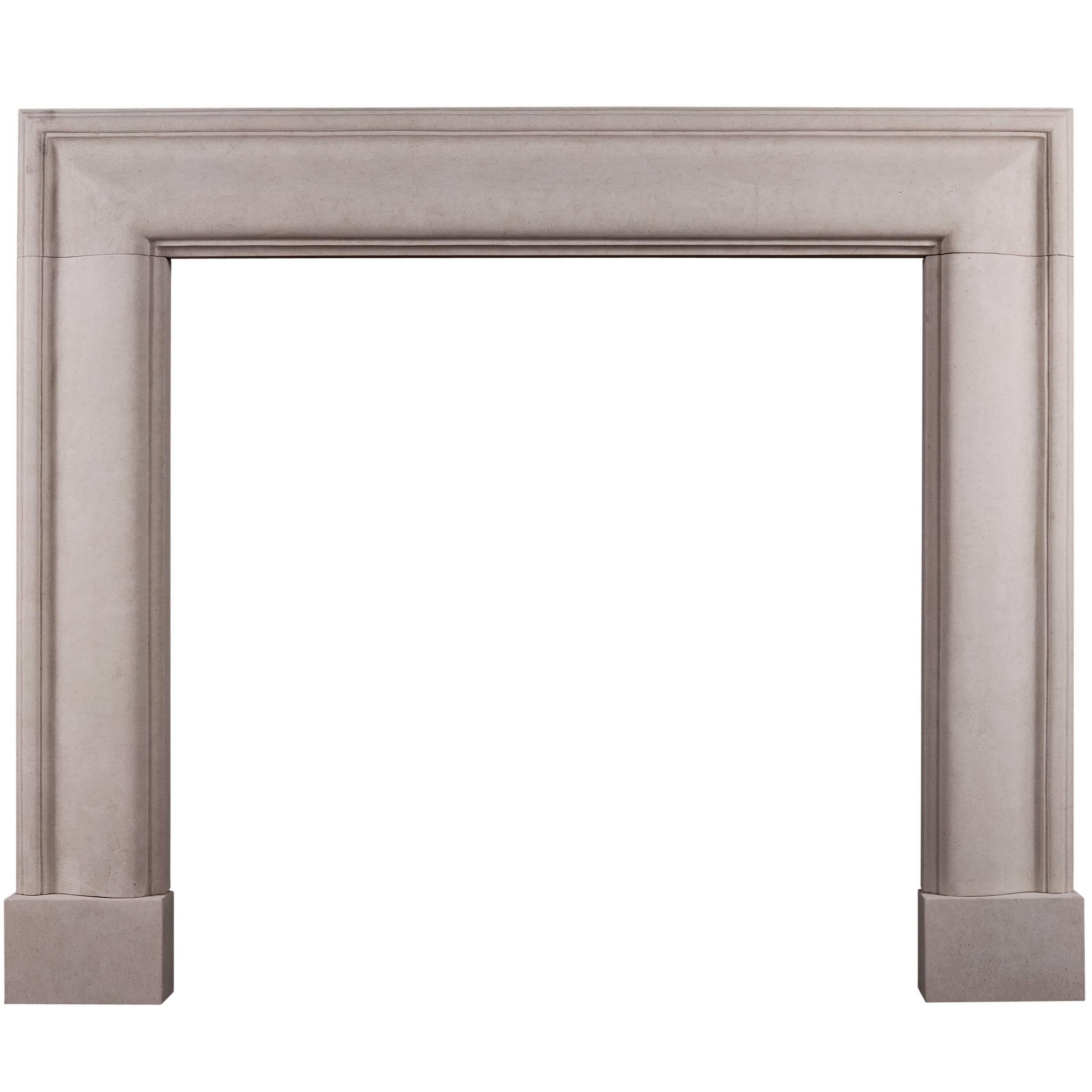 English Moulded Bolection Fireplace in Portland Stone For Sale