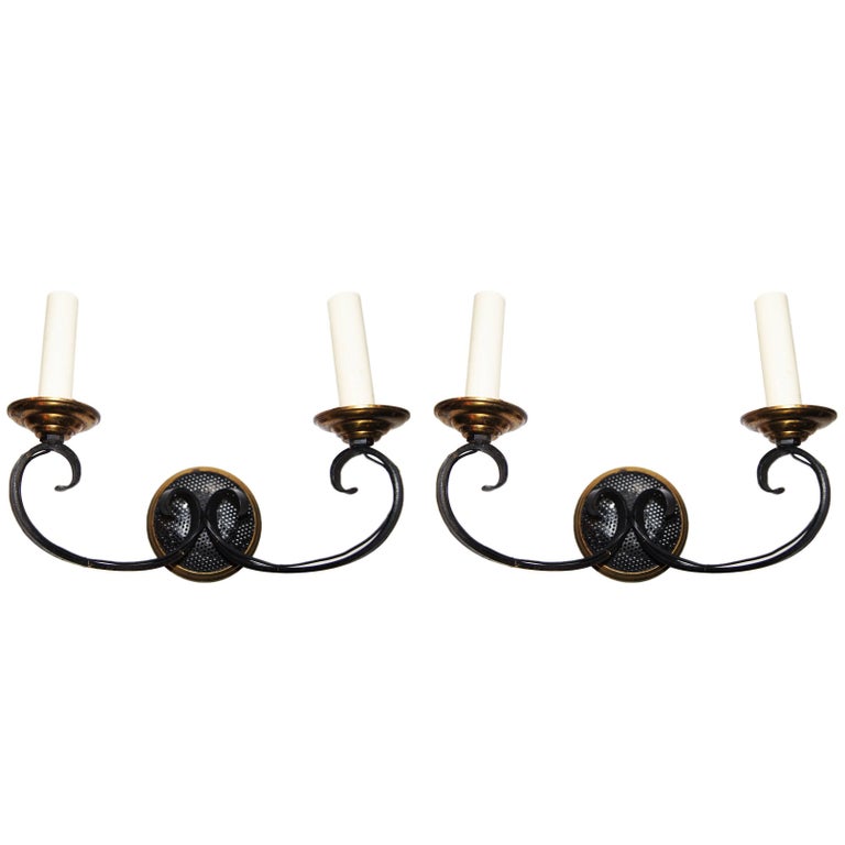 Pair of Moderne Brass Sconces For Sale at 1stDibs