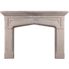 Antique English Limestone Gothic Revival Fireplace