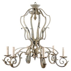 French 6-Light Chandelier--Mid-20th Century Painted