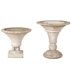  A Pair of Conical Vintage American Planters Perfect for a Garden, Cream Colored