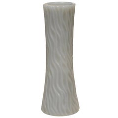 Robert Kuo Grey Cylindrical Carved Wave Design Vase