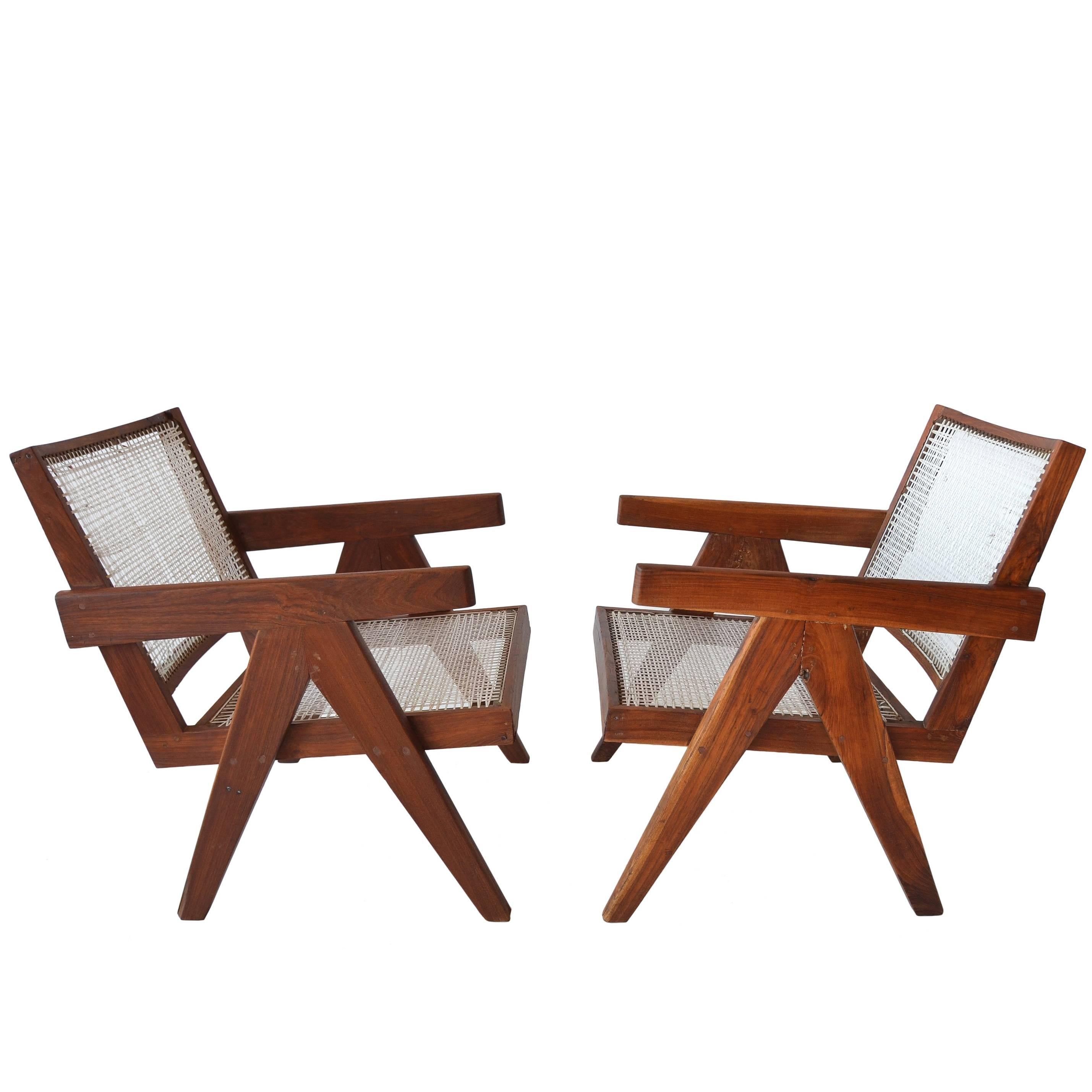 Pair of Pierre Jeanneret  Easy Lounge Chairs from Chandigarh, circa 1956