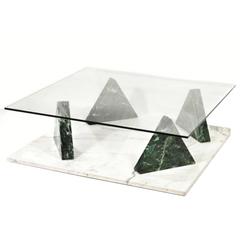 Ettore Sottsass Jaipur Coffee Table, Marble Base with Glass Top