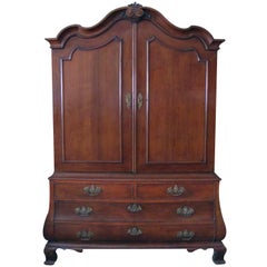 Handsome & Warmly Patinated Dutch Rococo Bombe-Form Carved Oak Two-Door Cabinet