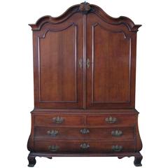Handsome & Warmly Patinated Dutch Rococo Bombe-Form Carved Oak Two-Door Cabinet 9
