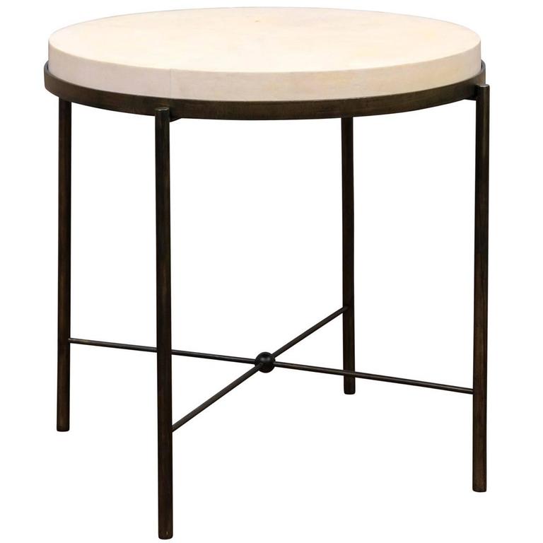 Parchment Top Side Table For Sale at 1stdibs