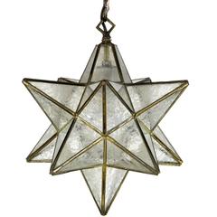 Leaded Chipped Ice Glass Star Chandelier Leaded Chipped Ice Glass Star Chandelier