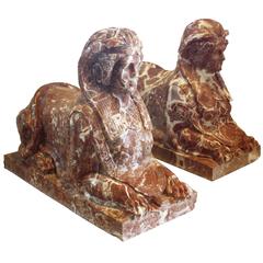 Sphinx Pair / Pair of Marble Sphinges, Classical Greek Style