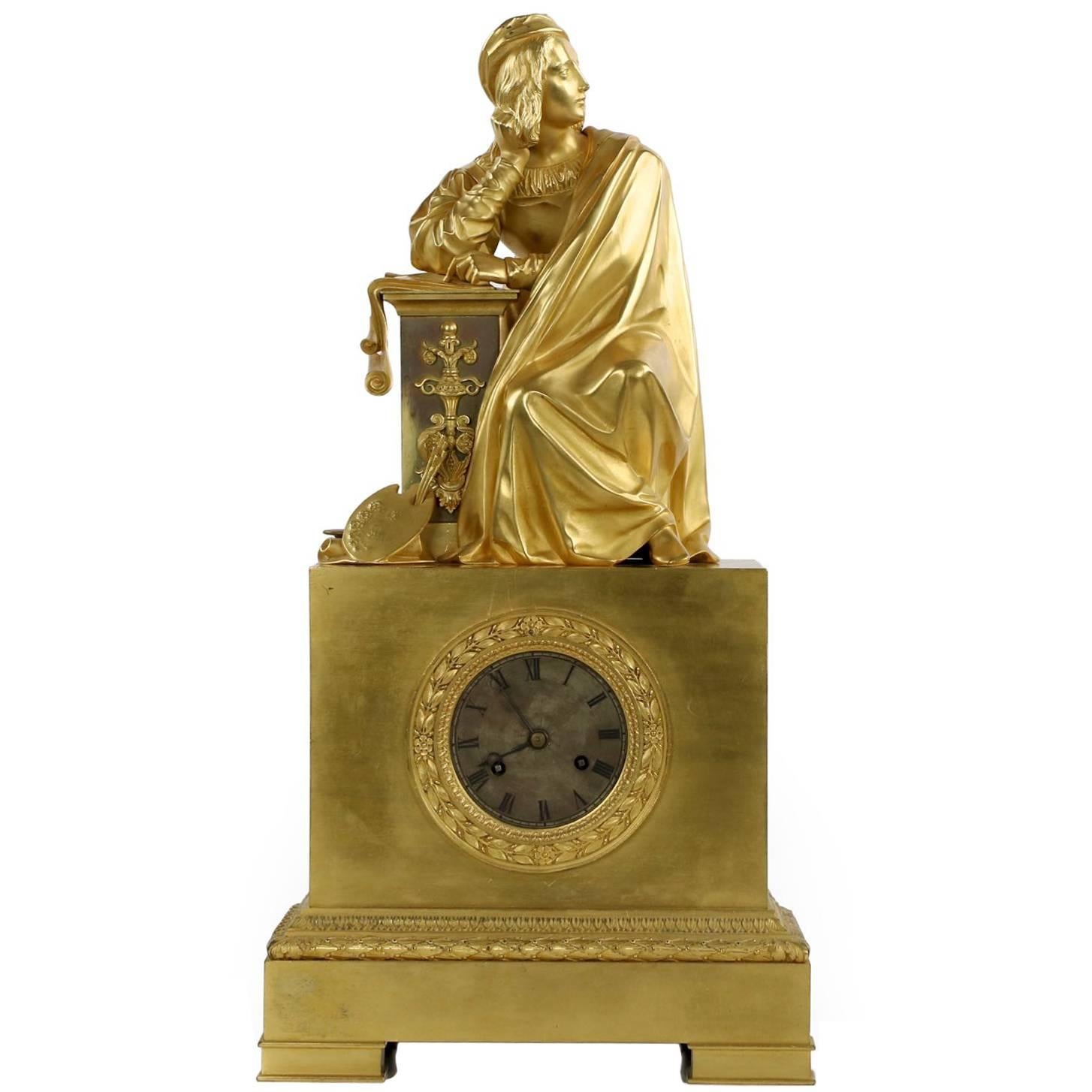 Fine French Empire Gilt Bronze Antique Mantel Clock by Honoré Pons, circa 1830