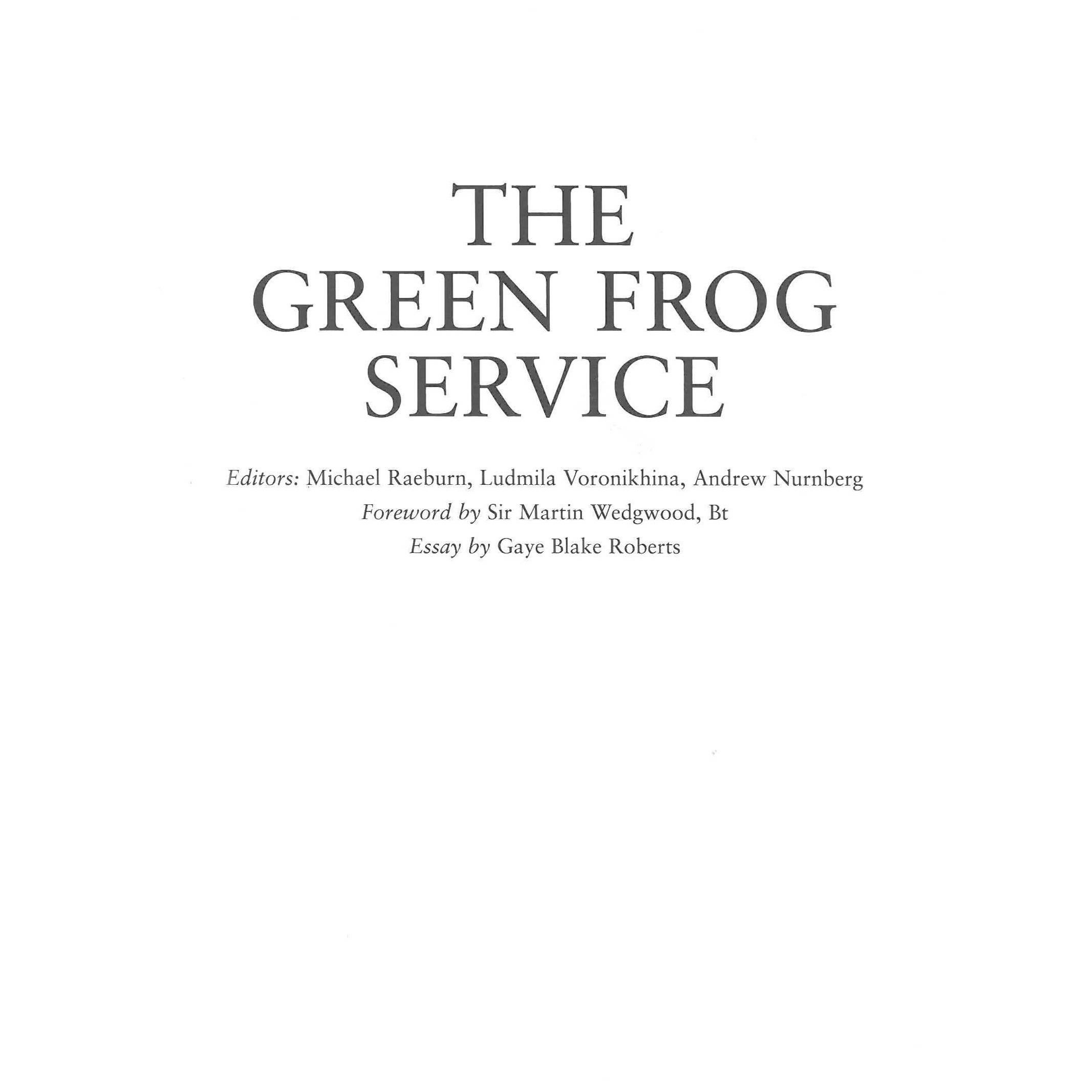 "Green Frog Service" - Book about an Imperial Russian Dinner Service For Sale