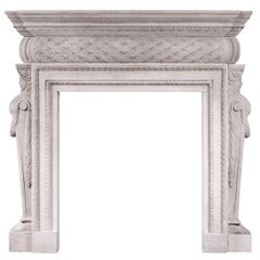 Antique Petite Georgian Style Stone Fireplace