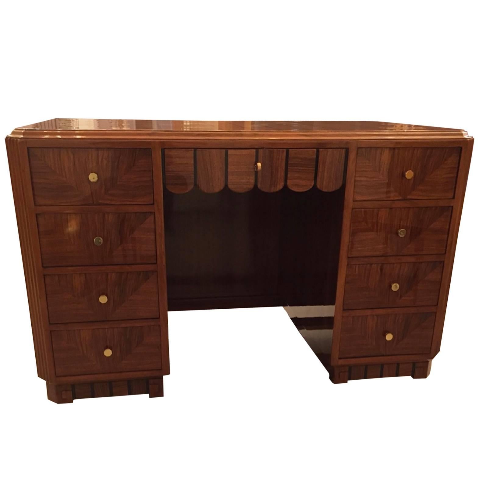 Impressive French Art Deco Desk with Secretary Table For Sale