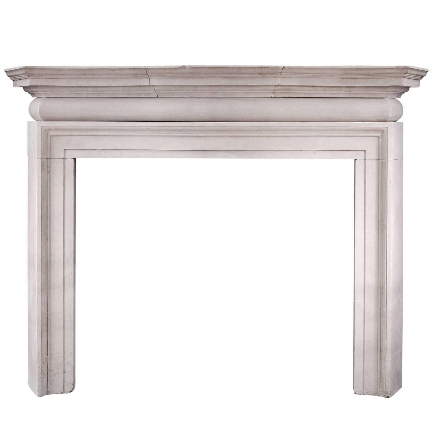 Large and Imposing English Portland Stone Fireplace For Sale