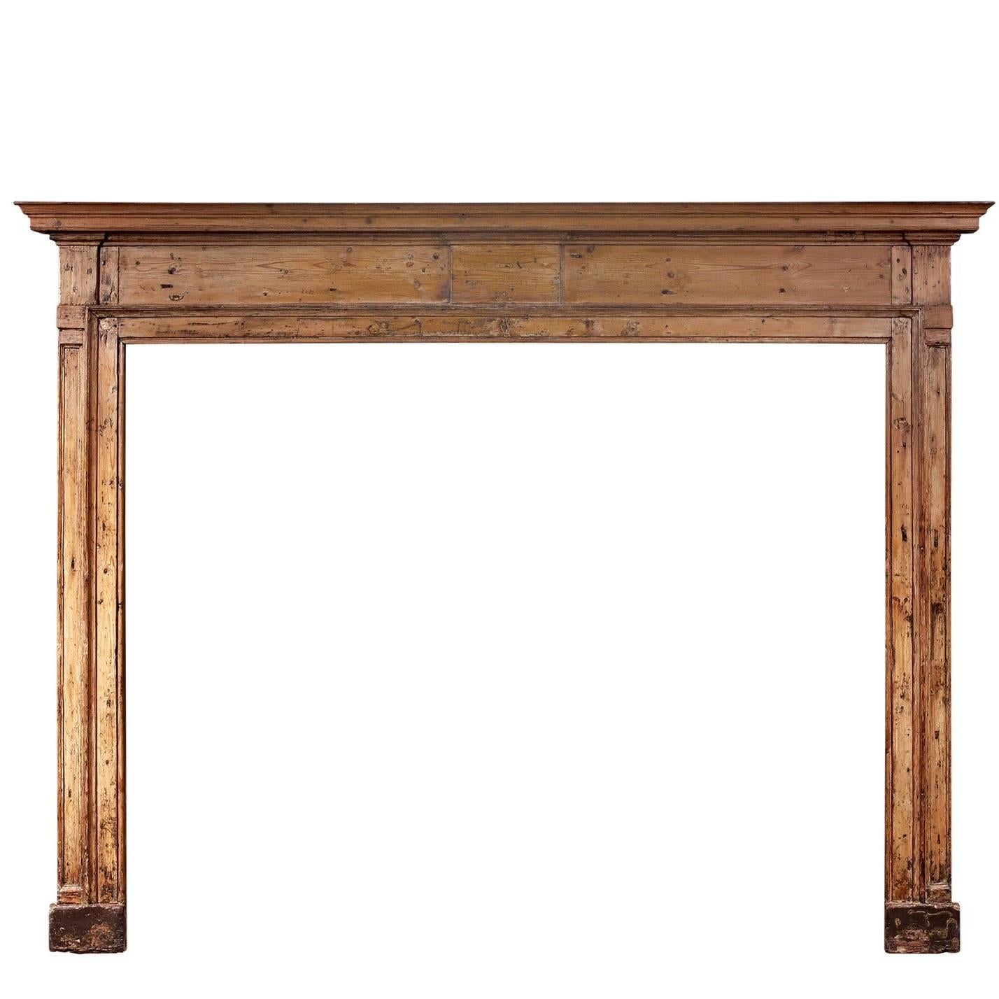 Large Early 18th Century English Pine Fireplace