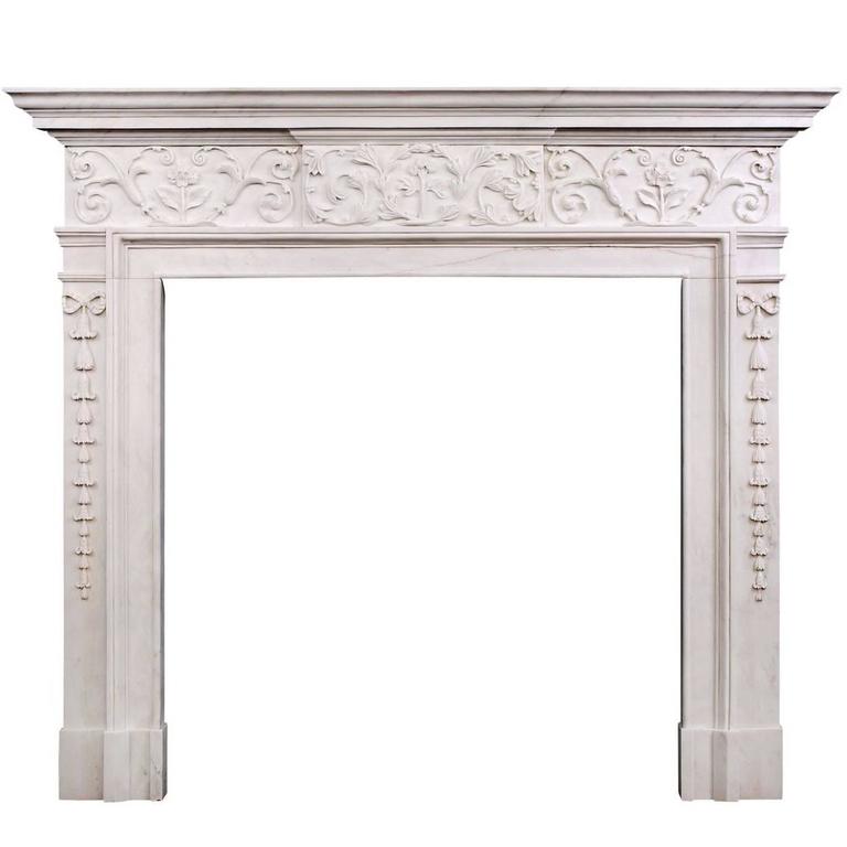 Attractive III Style White Marble Fireplace For Sale at 1stdibs