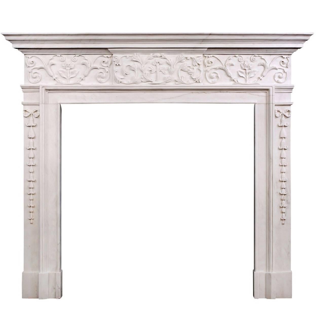 Attractive George III Style White Marble Fireplace For Sale