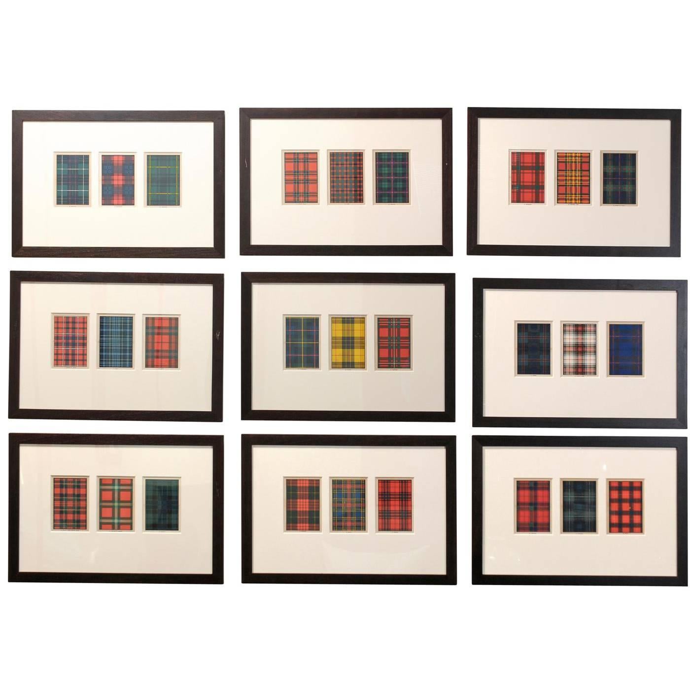 Custom Framed Plaid Patterns, Set of Nine