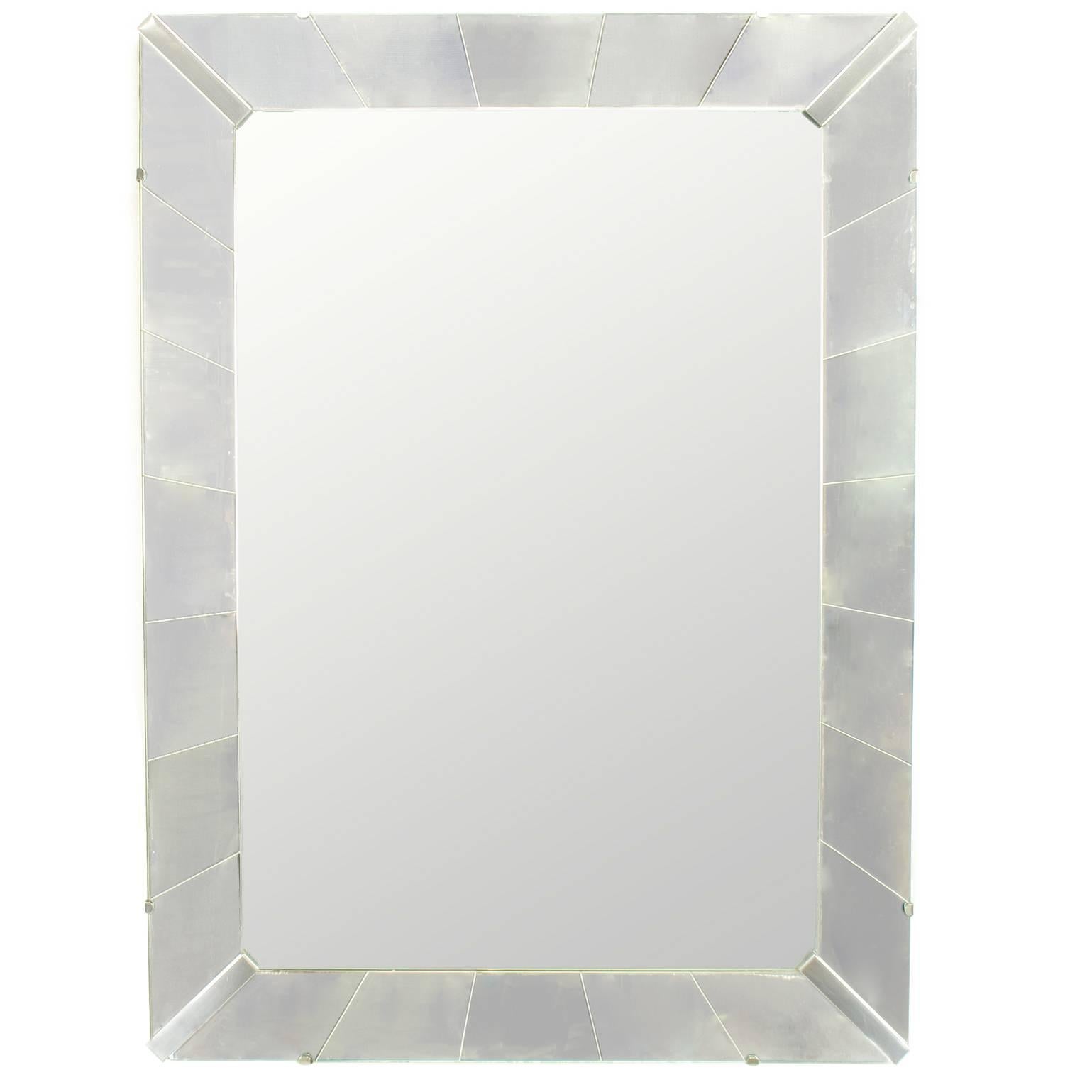 Tall Reverse Striated and Mirrored Frame Art Deco Mirror