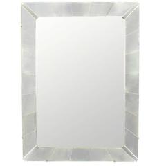Tall Reverse Striated and Mirrored Frame Art Deco Mirror 1