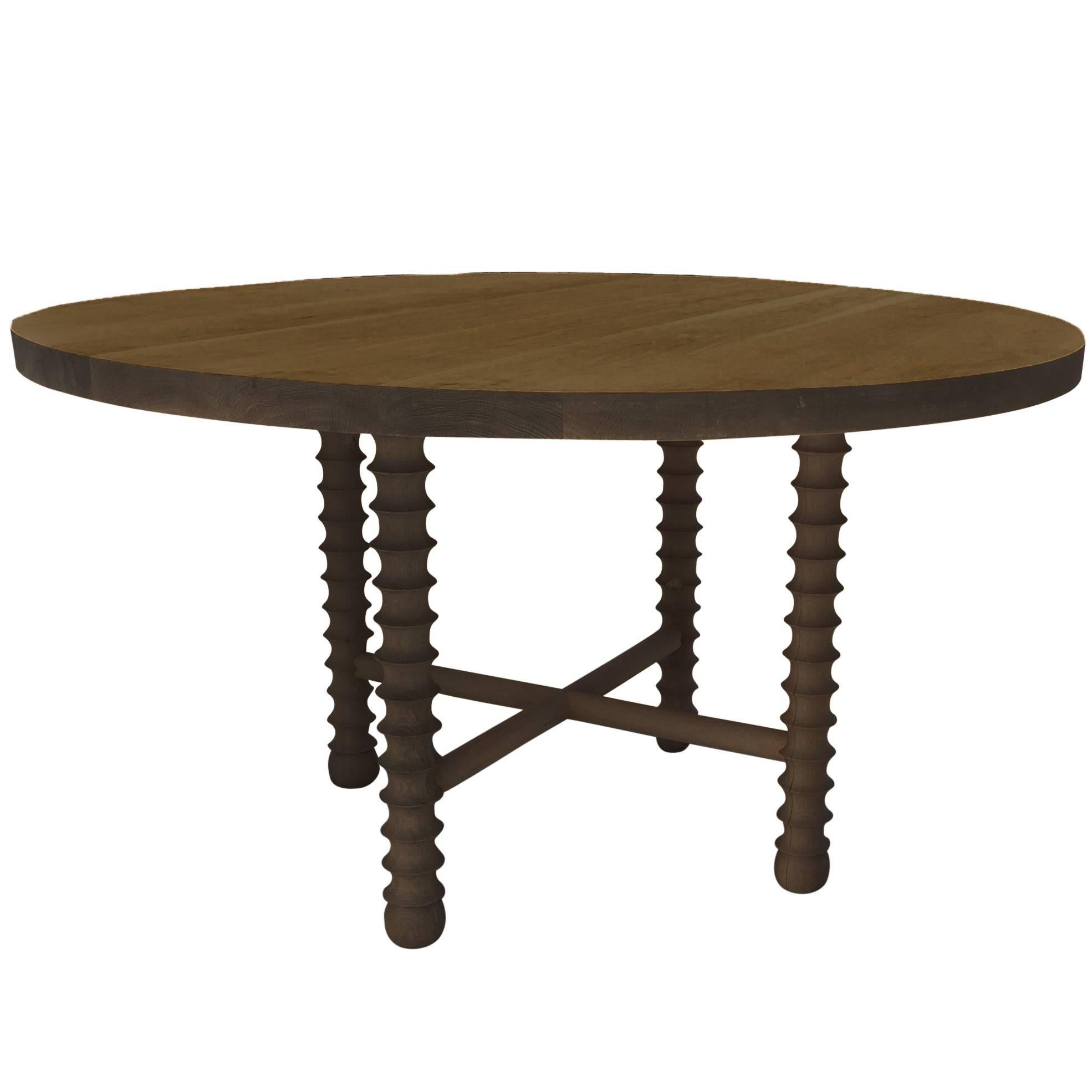 Ojai Round Dining Table in Dark Oak Finish by Haskell Studio For Sale