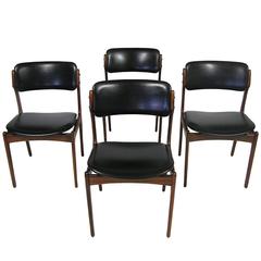 Set of Four Danish Modern Rosewood Dining Chairs by Erik Buck, circa 1960s