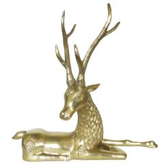 Vintage 1970s Brass Deer with Fanciful Decorative accents by Sarreid Ltd.