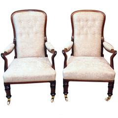 Antique Pair of Rosewood Library Armchairs 5