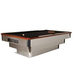 Contemporary Stainless Steel Blatt Billiards Pool Table and Cue Rack