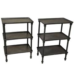 Pair of 19th Century French Industrial Side Tables in Cast Iron 
