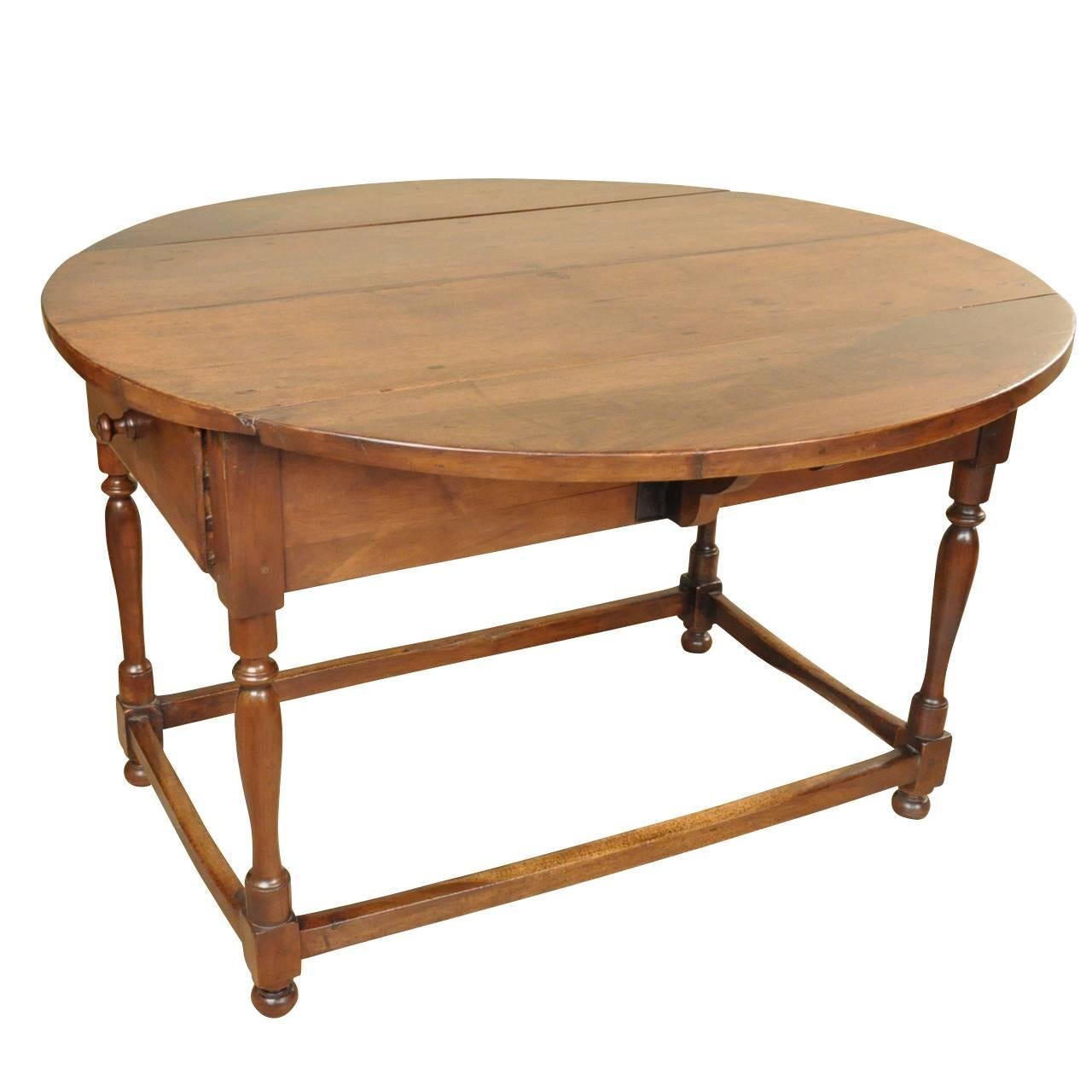 18th Century French Oval Drop-Leaf Table 