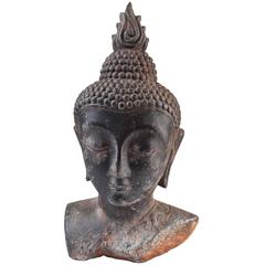 Antique Early 1900s Stone Thai Buddha Head