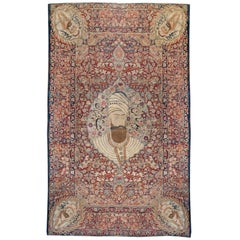 Remarquable tapis Kirman pictural du 19ème siècle